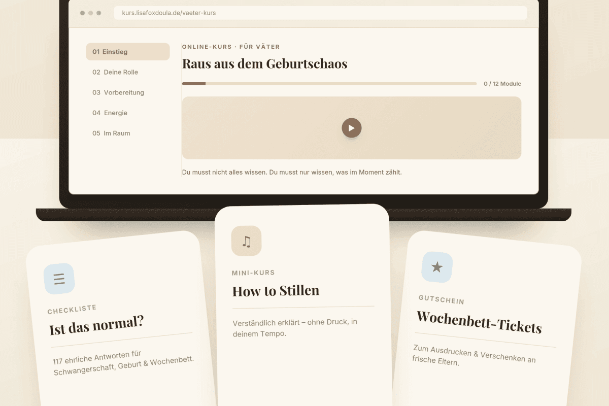 Drei Produktkarten aus dem Shop, aufgefächert
